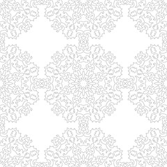 Black and white snowflake for coloring book. Seamless Christmas pattern.