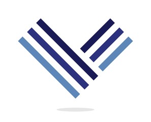 Blue letter V logo. Design element. Isolated on white background