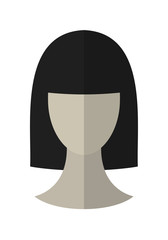 Flat icon hairstyle. Brunette. Hair wig. Vector