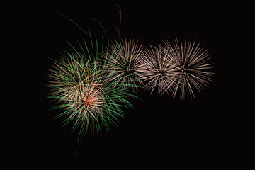 Fototapeta premium zoom in fireworks show on black background