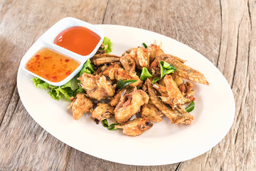 Top view Deep fried chicken wings