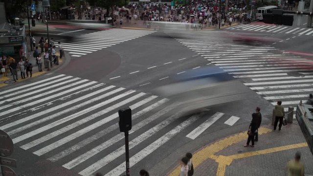 famous scramble pedestrian crossing intersection shibuya tokyo