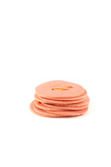 Spicy Bologna Ham Slides Isolated, White Background