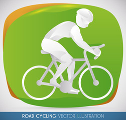 Road Cycling Biker Silhouette, Vector Illustration