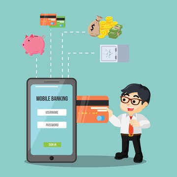 businessman mobile payment banking