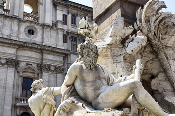Close up statue at Piazzo Navona in Rome