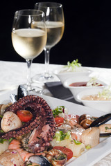seafood and white wine