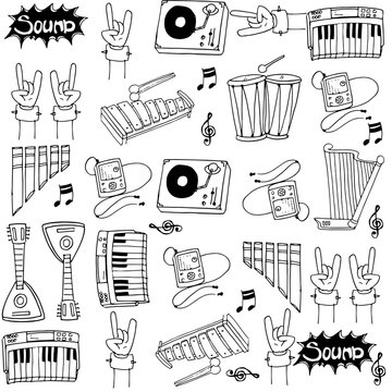 Doodle of music hand draw vector