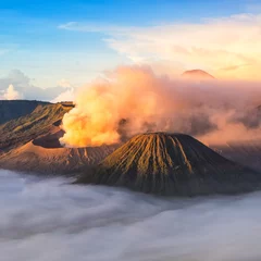 Gordijnen Mount Bromo, active volcano during sunrise. © BigGabig