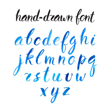 blue watercolor font