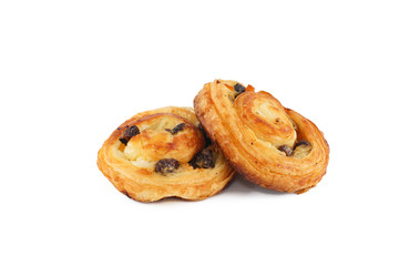Raisin Danish Pastry Isolated, White Background