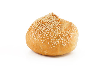 Fresh Sesame Bun Isolated, White Background