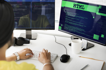 Html Programming Advanced Technology Web Concept - obrazy, fototapety, plakaty