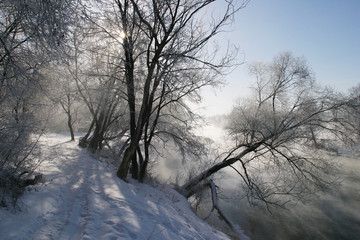 misty morning on the river Zai