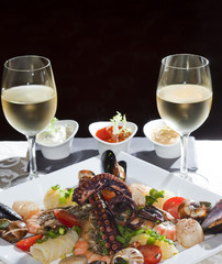 seafood and white wine