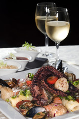 seafood and white wine