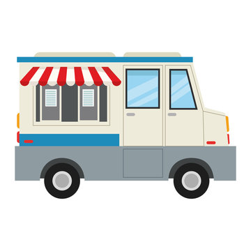 flat design ice cream truck icon vector illustration