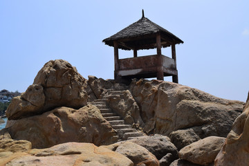 tropical beach resort with building near muine, vietnam