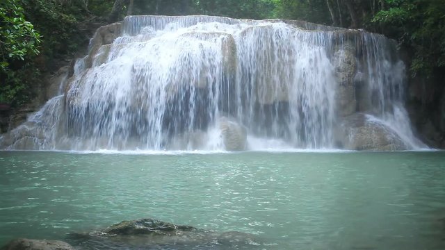 Waterfall names "Erawan" level 3, National Park, Kanchanaburi Thailand