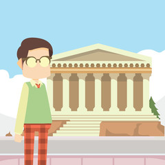 man infront pathemon temple