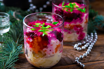 Traditional Russian New Year's herring salad