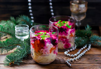 Traditional Russian New Year's herring salad