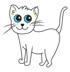 Beautiful white cat, cute kitten cartoon vector, cat illustration, jpg, cat icon.