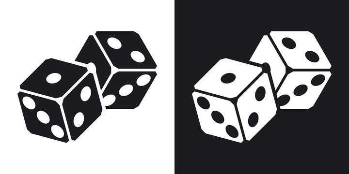 Vector dices icon. Two-tone version on black and white background