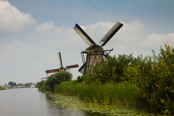 Fototapeta premium windmills on the water