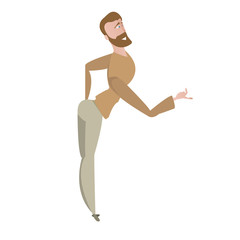 cartoon happy man in elegant pose and invitation gesture vector