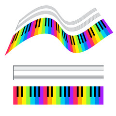 Illustration of colorful piano keys and stave