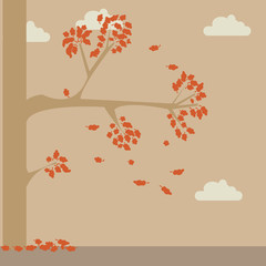 Autumn tree simple cartoon vector illustration