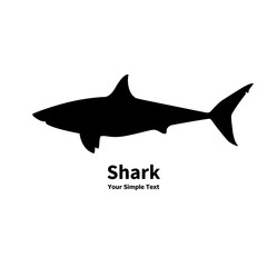Vector illustration of black silhouette of shark