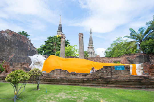 Wat yai chai mongkol ancient and old temple in Thailand