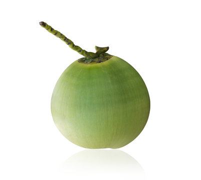 Green young coconut isolated on white background. Saved with cli