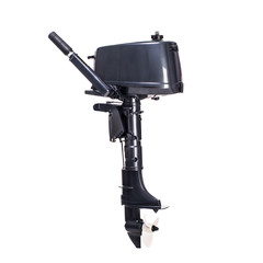 Black motor boat isolated on a white background