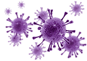 3d rendering of a purple virus. - obrazy, fototapety, plakaty
