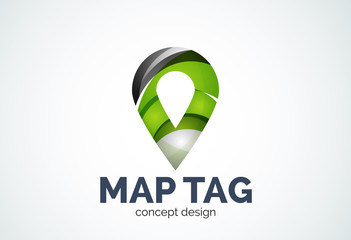 Abstract business company map tag or locator logo template, navigation pointer concept