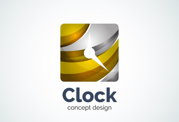 Clock logo template, time management business concept