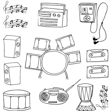 Doodle of musical tools collection