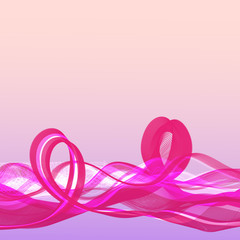 Pink wavy ribbons on a light background