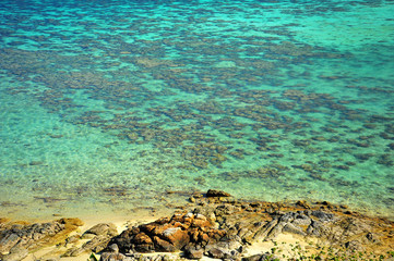 Fototapeta na wymiar Tropical Island with Beautiful Blue Sea