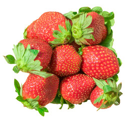 Heap of red ripe strawberry isolated