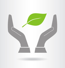 Vector hands and leaf icon