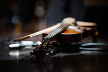 Violin music instrument of orchestra