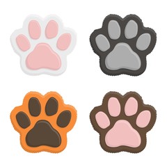 Set kitten paws. Animal cat paw print in flat style isolated on white background. Vector illustartion © photoplotnikov