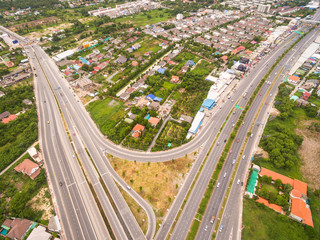 Top view over the road and highway