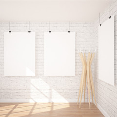 3 Posters In Contemporary Exhibition Space MockUP