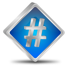 Hashtag Button - 3D illustration