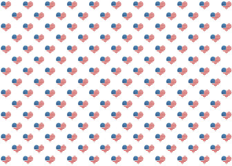 American flag pattern with hearts.